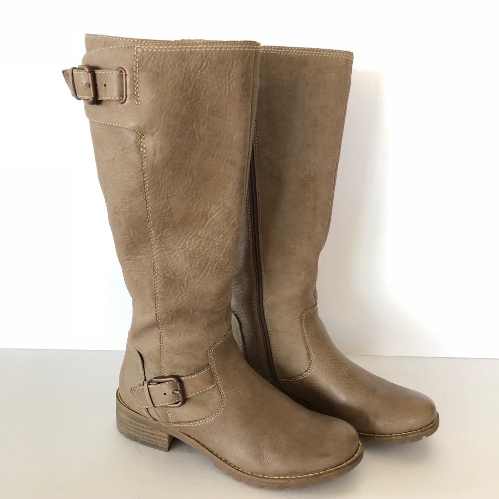 Sofft Taupe Over-the-Knee Buckle Boots